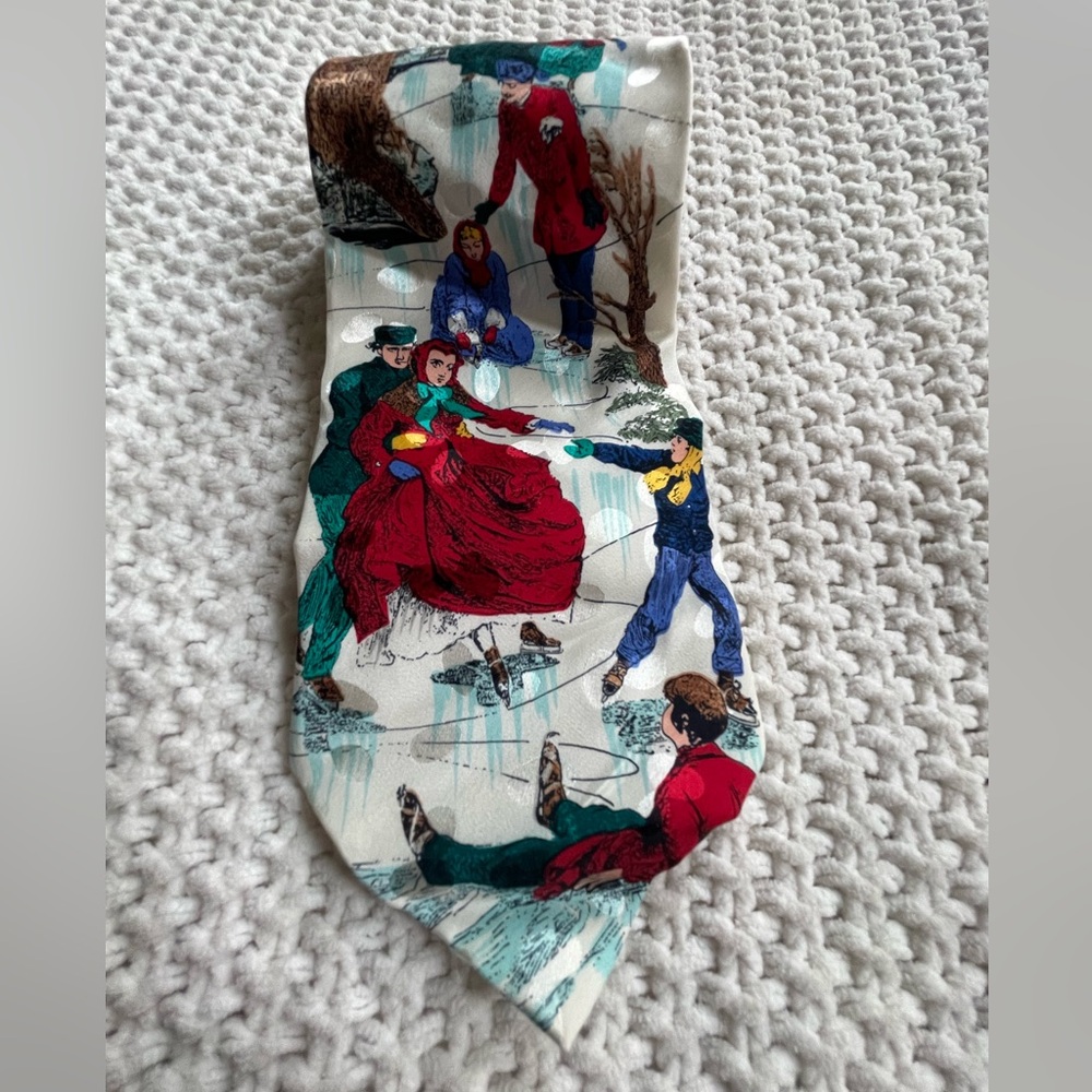 Addiction necktie‎ Victorian Christmas red white 100% silk